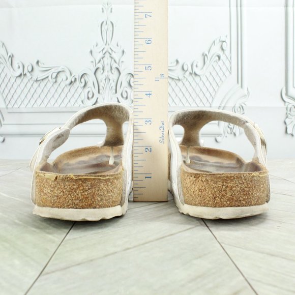 Birkenstock Birko Flor Gizeh White Leather Thong Sandals Size US 8 - Picture 8 of 9